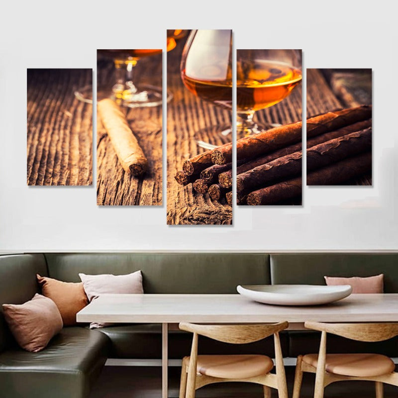 5-teilige braune moderne Kunst - Leinwand Wandkunst Gemälde