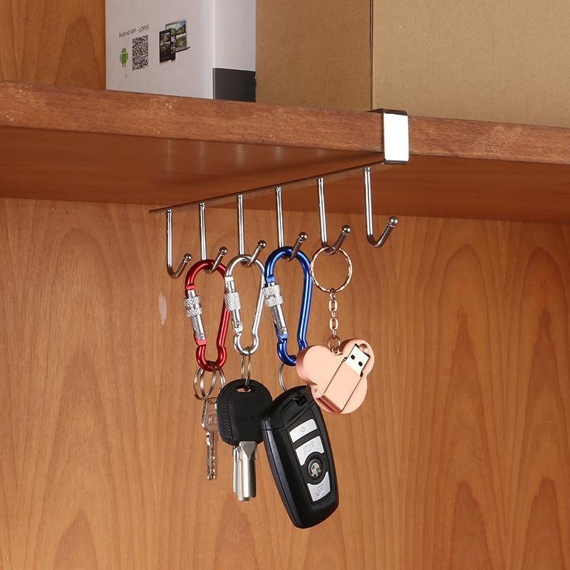 Kleiderstange mit 6 Haken für die Montage unter dem Küchenschrank