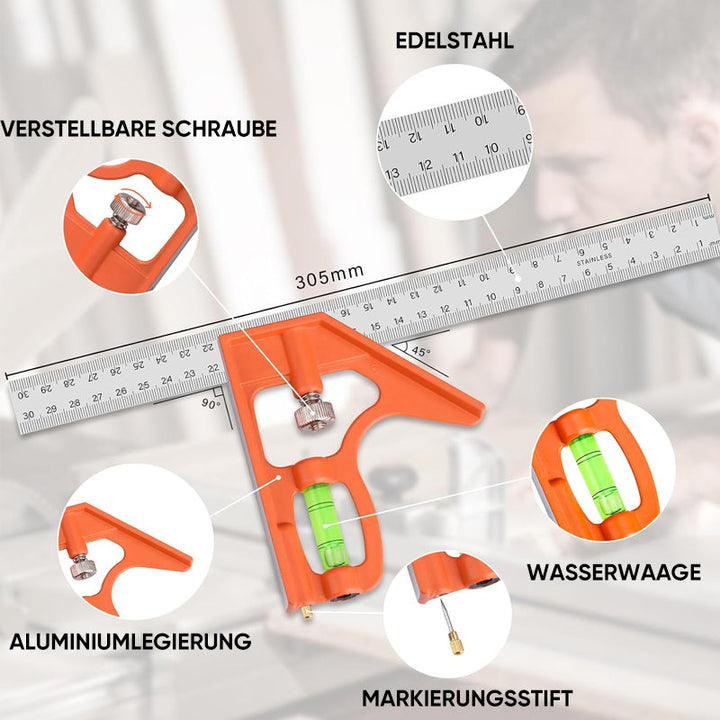 Multifunktionales 90-Grad- und 45-Grad-Winkellineal | Karnz