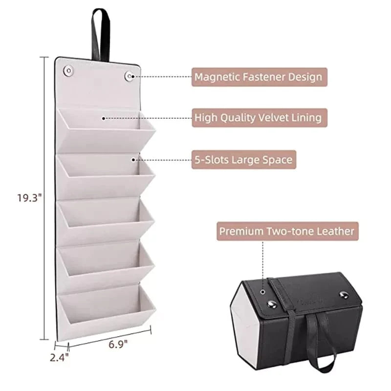 5-Slot Reise Faltbare Sonnenbrillen Organizer - Leder Hängende Brille Etui Karnz
