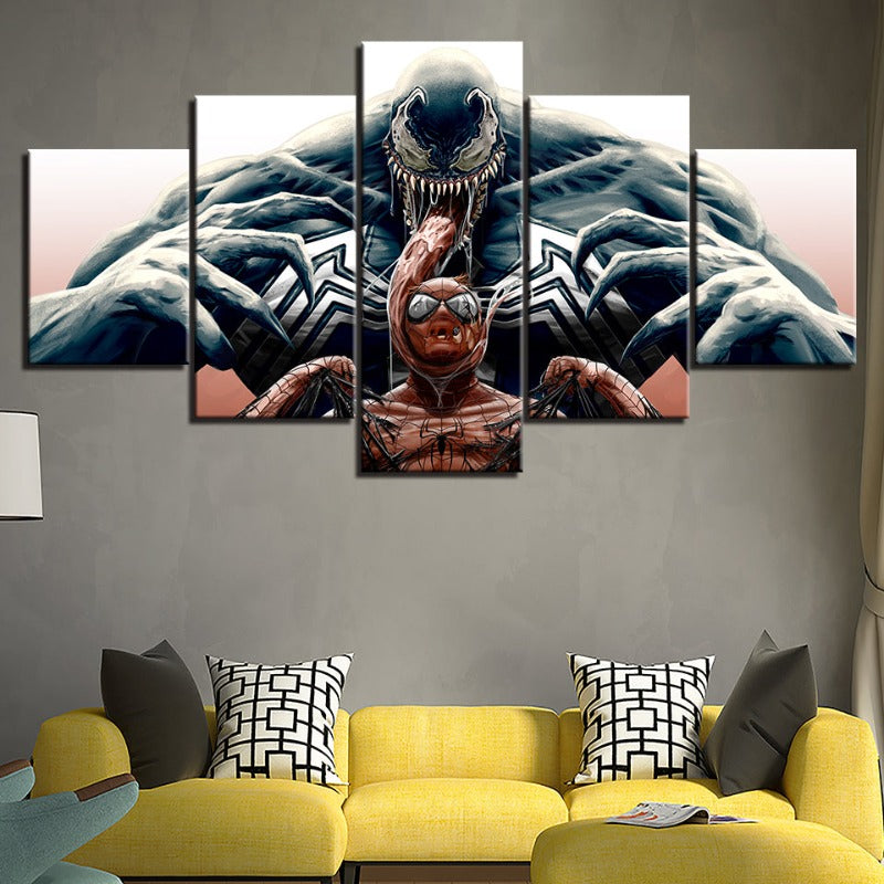 Spider-Man vs. Venom 5-teiliges Leinwandbild | Hochauflösende Drucke
