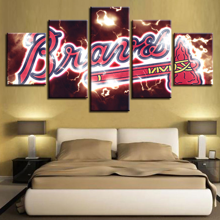 Dynamisches Braves-Logo 5-Teilig - Leinwand Wandkunst Malerei