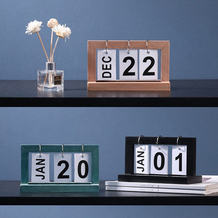 Niederländischer Teakholz-Schreibtischkalender | Karnz