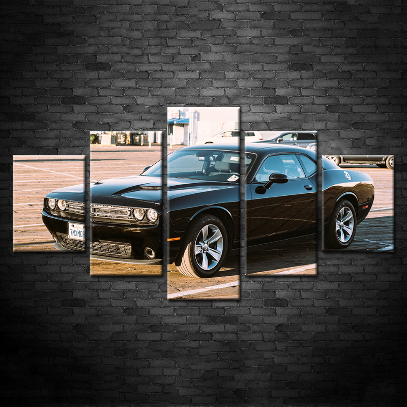 5-teilige Vintage Schwarz Metallic Auto - Leinwand Wandkunst Gemälde