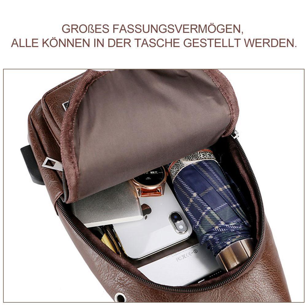 Schultertasche Crossbodytasche für Herren mit USB-Ladeanschluss | Karnz