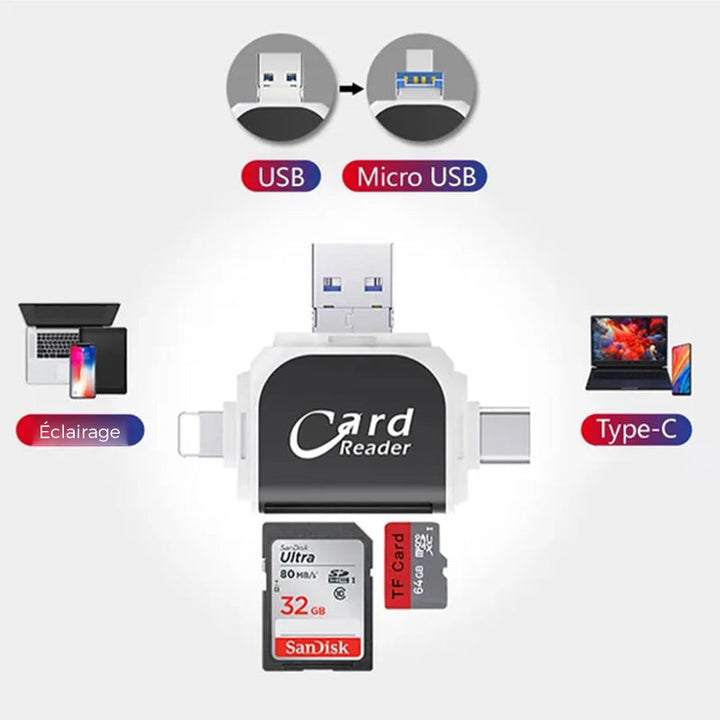 4-in-1 universeller Multiport SD TF Kartenleser | Karnz
