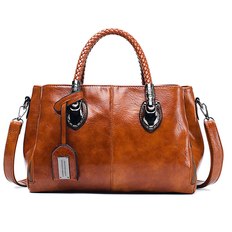 Neue Handtaschen aus Ölwachsleder Boston, große Tragetasche aus weichem Leder | Karnz