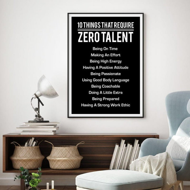 10 Dinge, die kein Talent erfordern Poster Leinwandmalerei Wand | Karnz