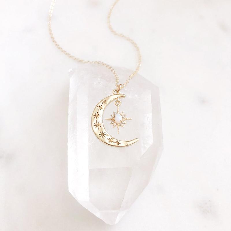 Moon & Sun Croissant Necklace | Karnz