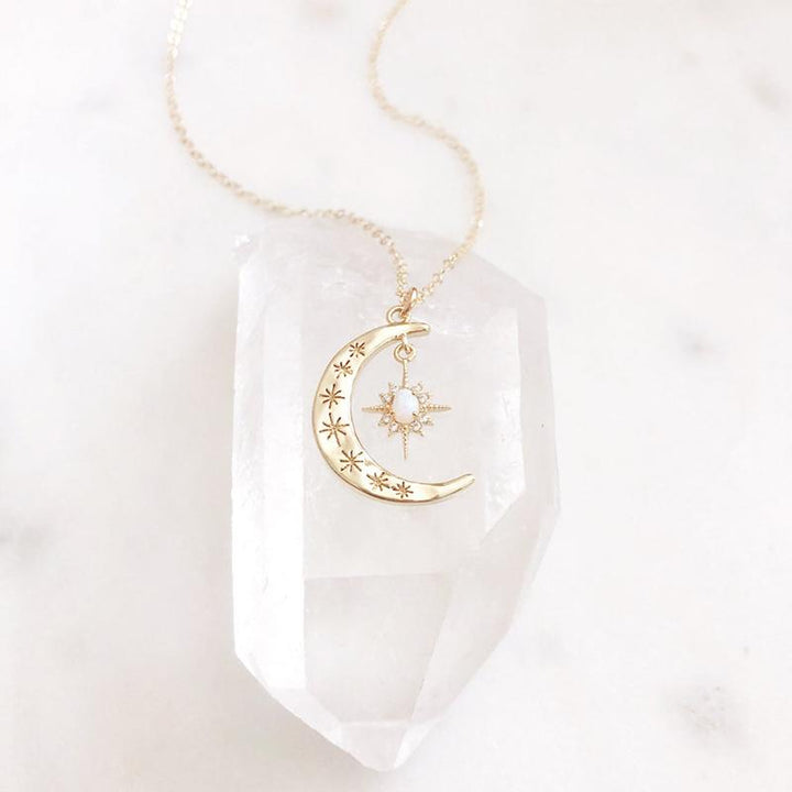 Moon & Sun Croissant Necklace | Karnz