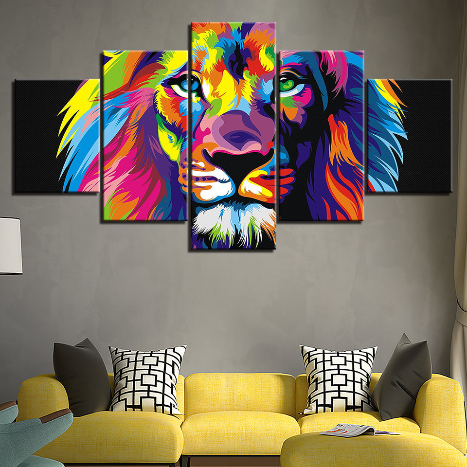 Farbenfroher Löwe - Leinwand Wandkunst Gemälde