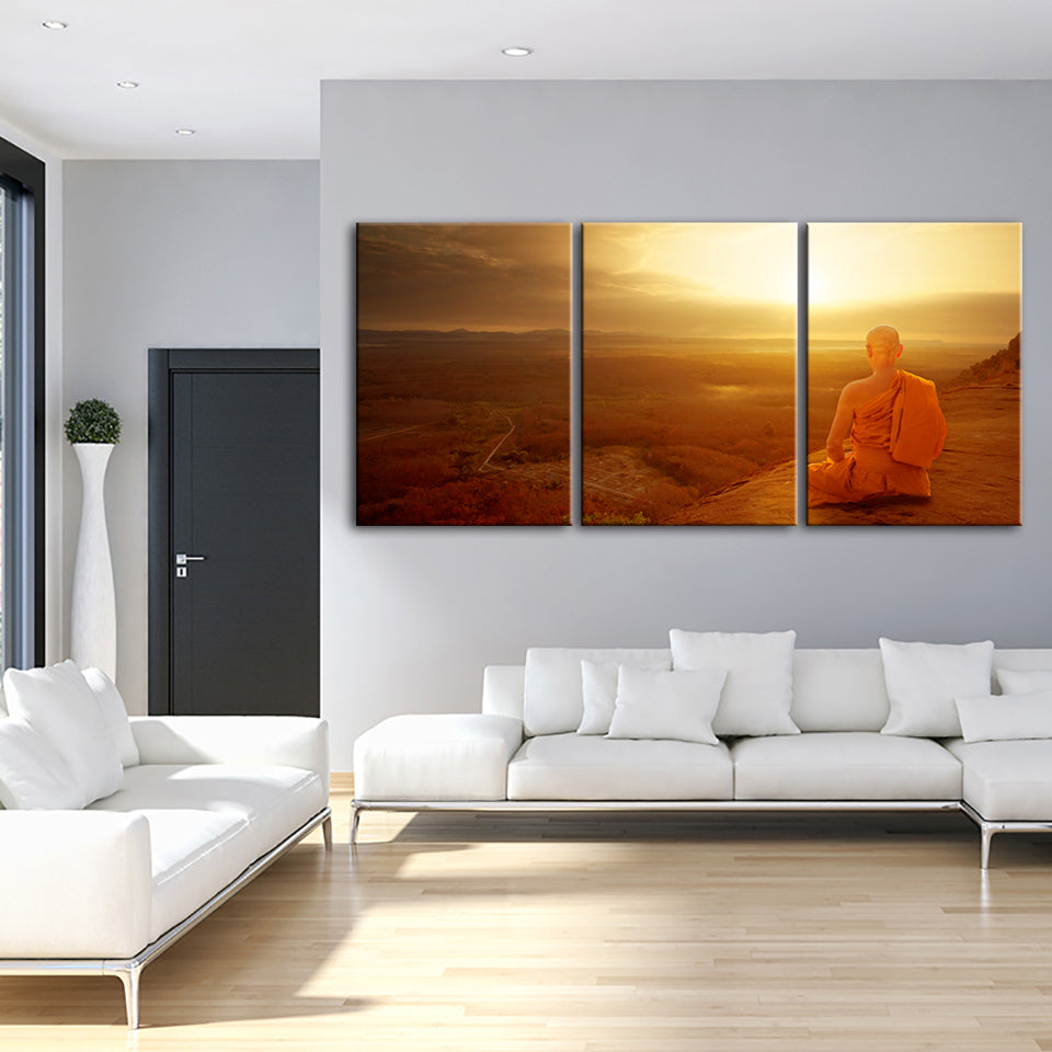 Warmer Morgen, 3-teiliges Leinwandbild