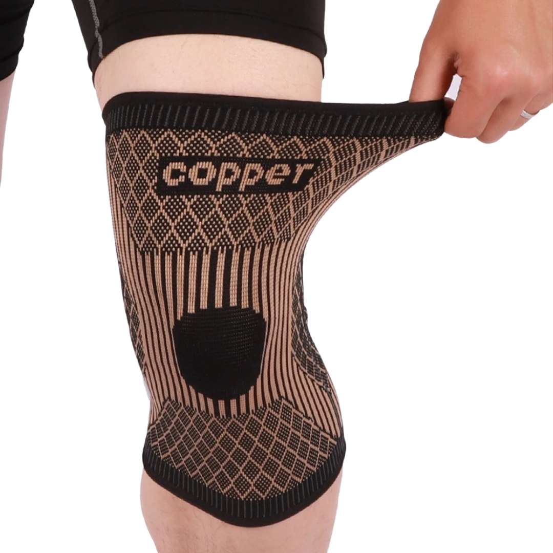 CopperFlex Knee Compression Sleeve | zur Schmerzlinderung - Unterstützung - Mobilität - perfekt für Athleten, Arthritis, Senioren und Verletzungsrehabilitation Karnz