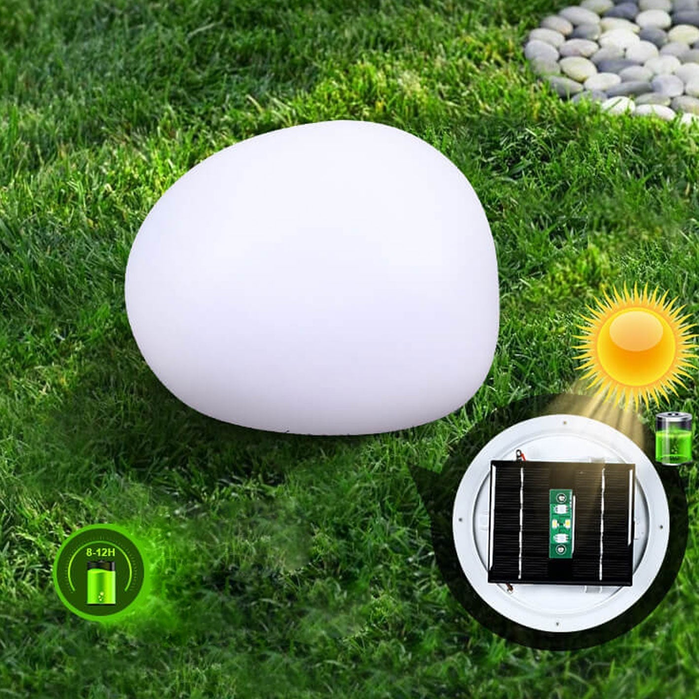 Solarbetriebene, wasserdichte, kugelförmige LED-Außenleuchte aus PE zur dekorativen Gartenbeleuchtung