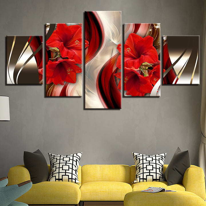 Atemberaubendes 5-teiliges Leinwandbild mit roten Amaryllis