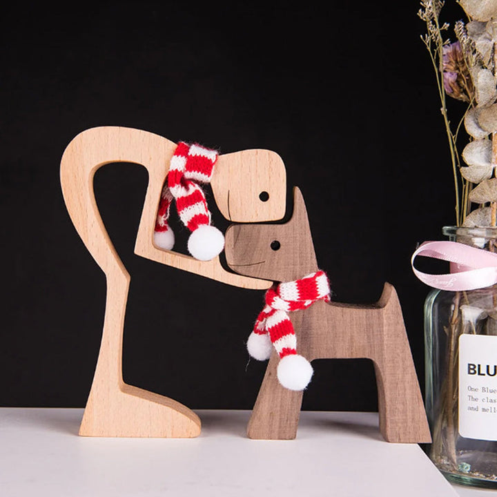 Geschenk Für Tierliebhaber - Holzskulptur Tischornamente - Die Liebe Zwischen Dir Und Deinem Fellfreund | Karnz