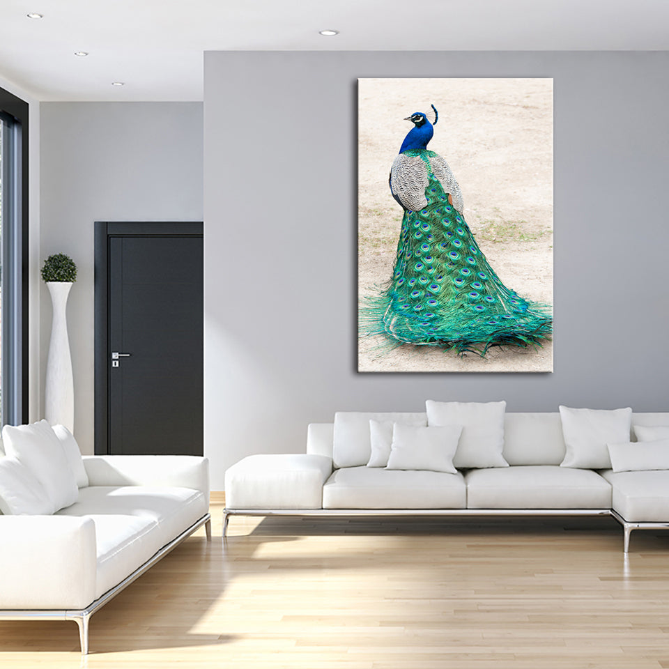 Eleganter Pfau im Rock – Leinwandbild
