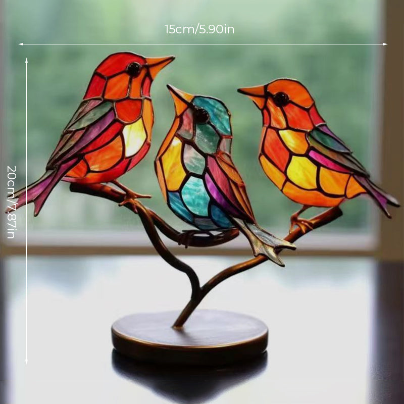 Vögel auf Ästen Gefärbte Acrylornamente, Doppelseitiger Mehrfarbiger Stil | Karnz