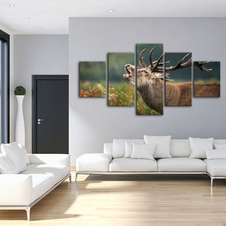 5 Stück blöckendes Elch - Leinwand Wandkunst Malerei