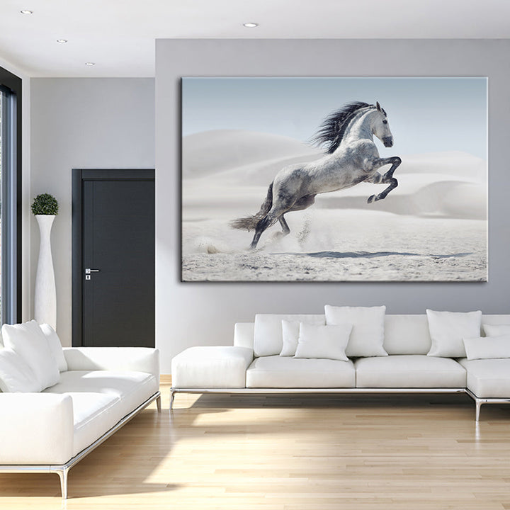 Springendes weißes Pferd - Leinwand Wandkunst Malerei
