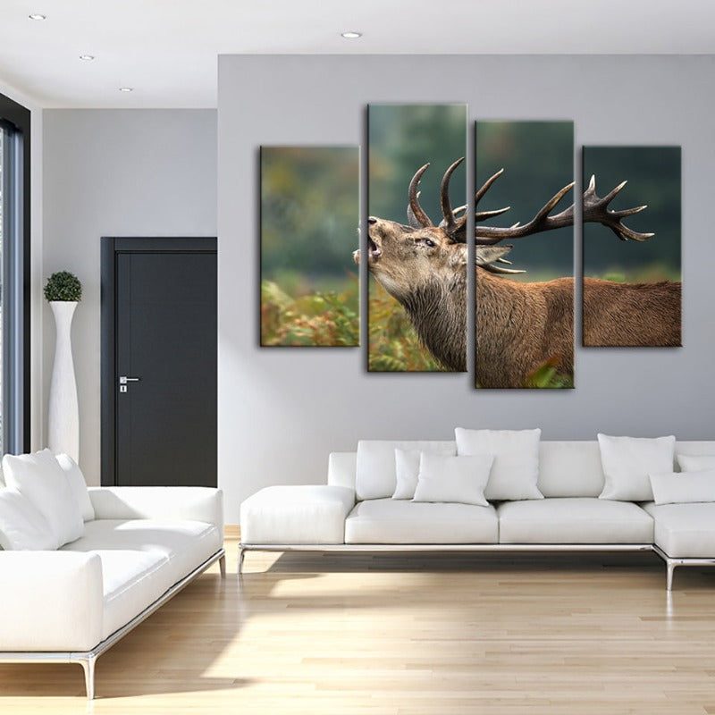 4 Stück Blökende Elch - Leinwand Wandkunst Malerei | Karnz