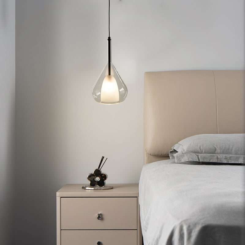 Industrielle Pendelleuchte mit Doppelglas und Regentropfen-Design - Kleine Hängelampe für Esszimmer und Küche, modernes minimalistisches Design | Karnz