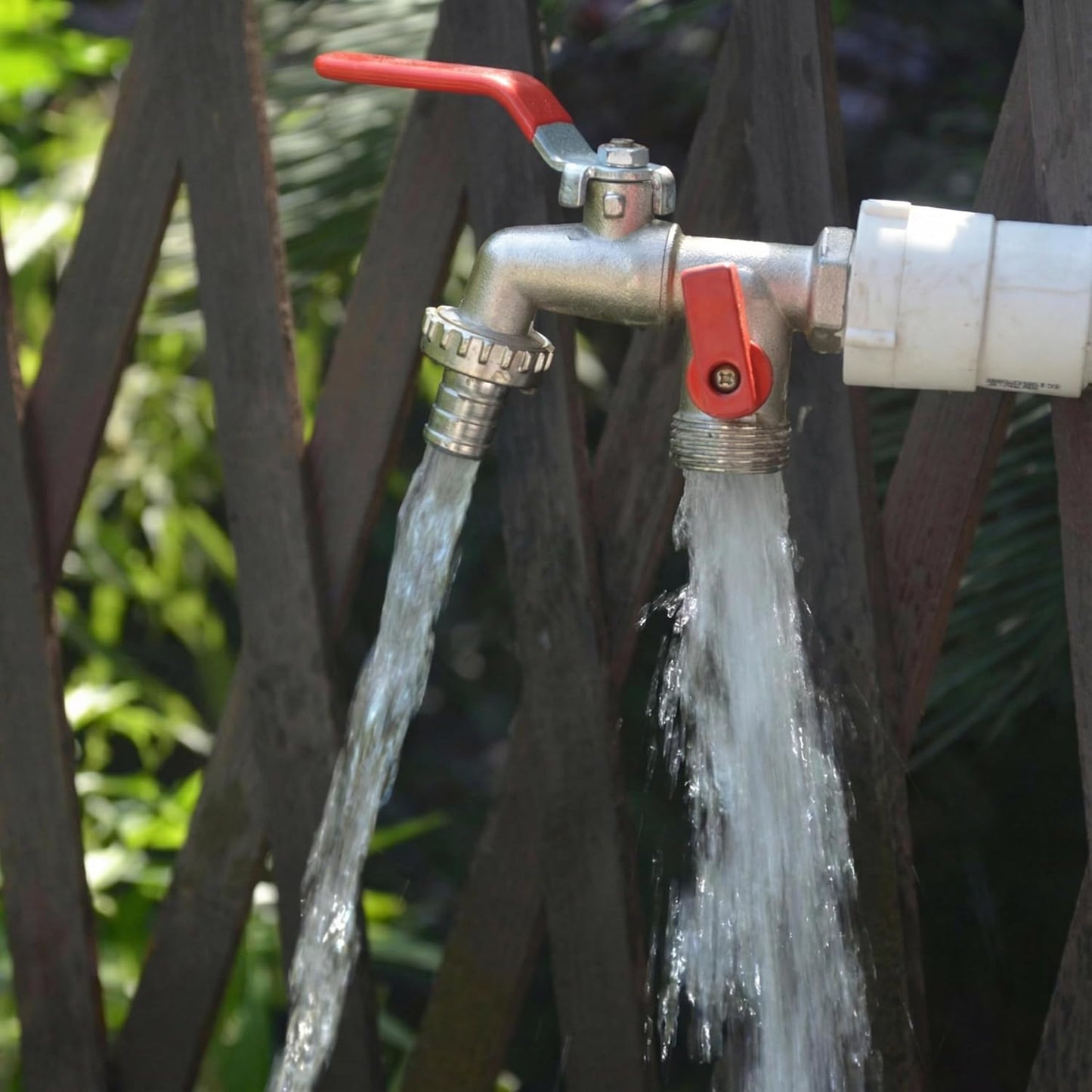 Doppel-Wasserhahn Edelstahl mit 2 Ausgängen | Karnz