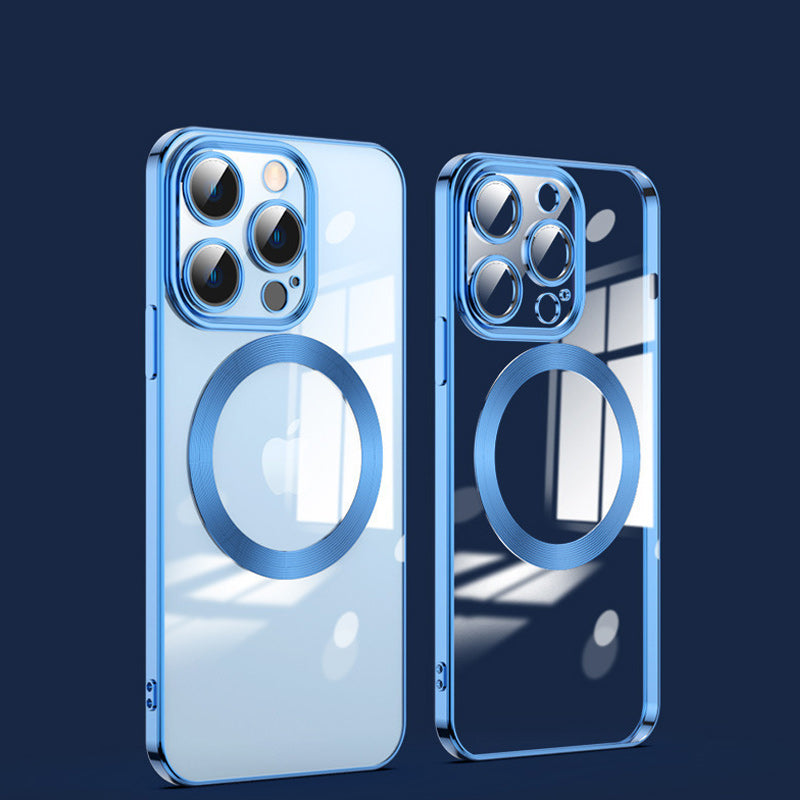 Galvanisierte, kabellose magnetische Ladehülle mit integriertem Objektiv für iPhone