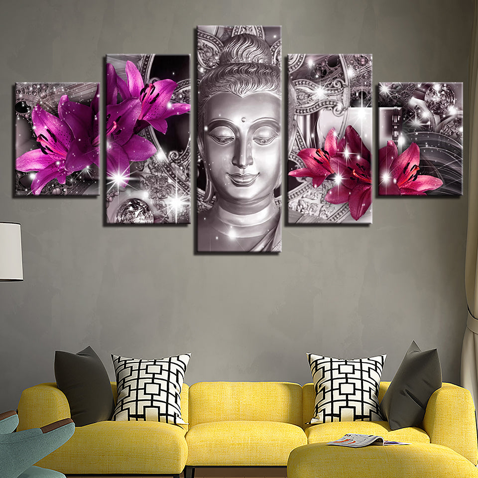 Friedliche Lilien 5 Teile - Leinwand Wandkunst Gemälde