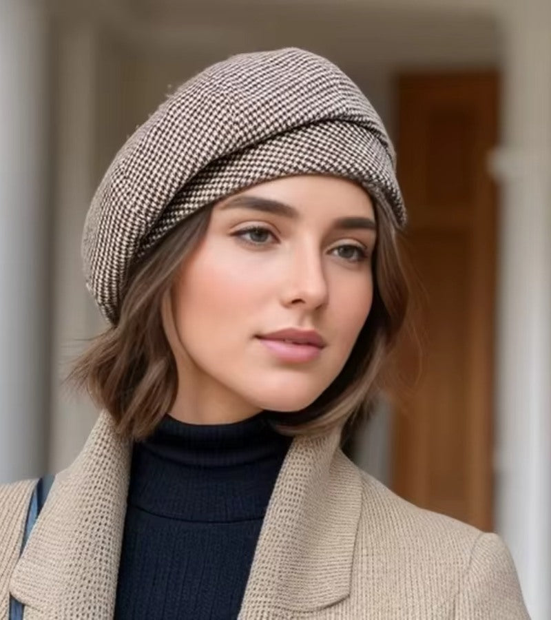 Elegante Damenkappe | Pariser Chic | Atmungsaktives, weiches Material | Einheitsgröße