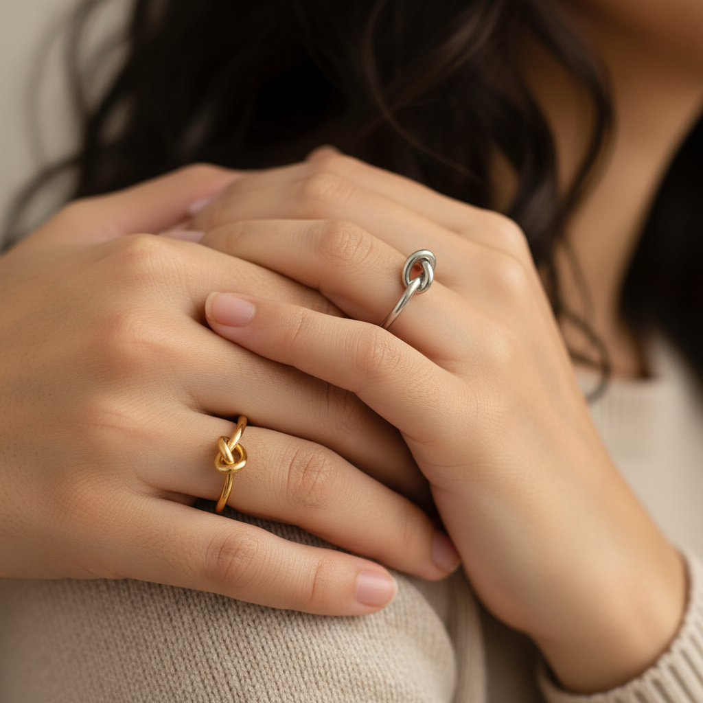 Karnz | Zierliches Herz Knoten Bond Ring