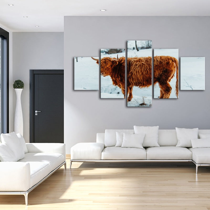 5-teilige Curly Haired Cow - Leinwand Wandkunst Gemälde