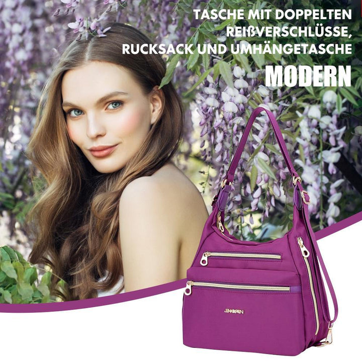 Tasche mit doppelten Reißverschlüsse, Rucksack, Handtasche und Umhängetasche | Karnz