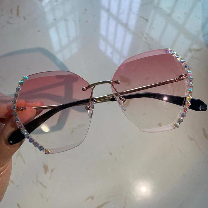 Randlose Sonnenbrille mit Kristall | Karnz