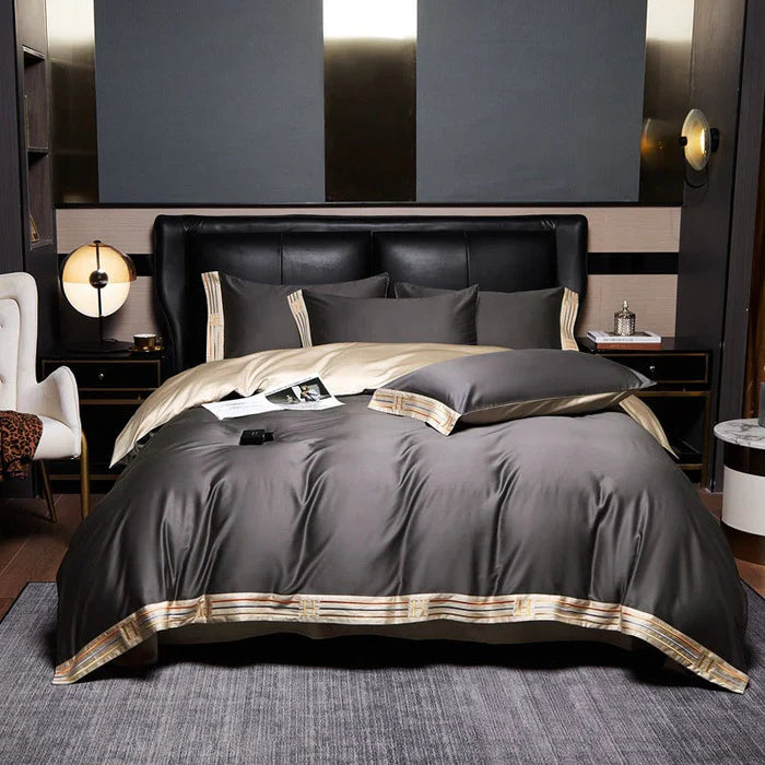 Satin Baumwolle Bestickte Bettwäsche Set - Luxora | Karnz