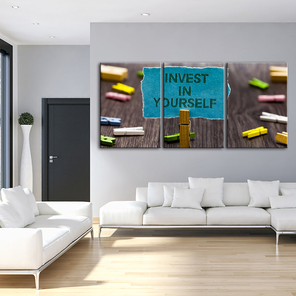 Investiere in dich selbst 3 Teile - Leinwand Wandkunst Malerei