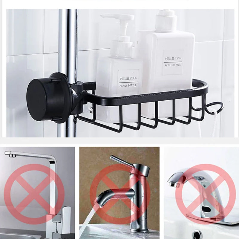 Duschablage für Shampoo und Seife – Edelstahl/Aluminium – Silber oder Schwarz – Bohren nicht erforderlich