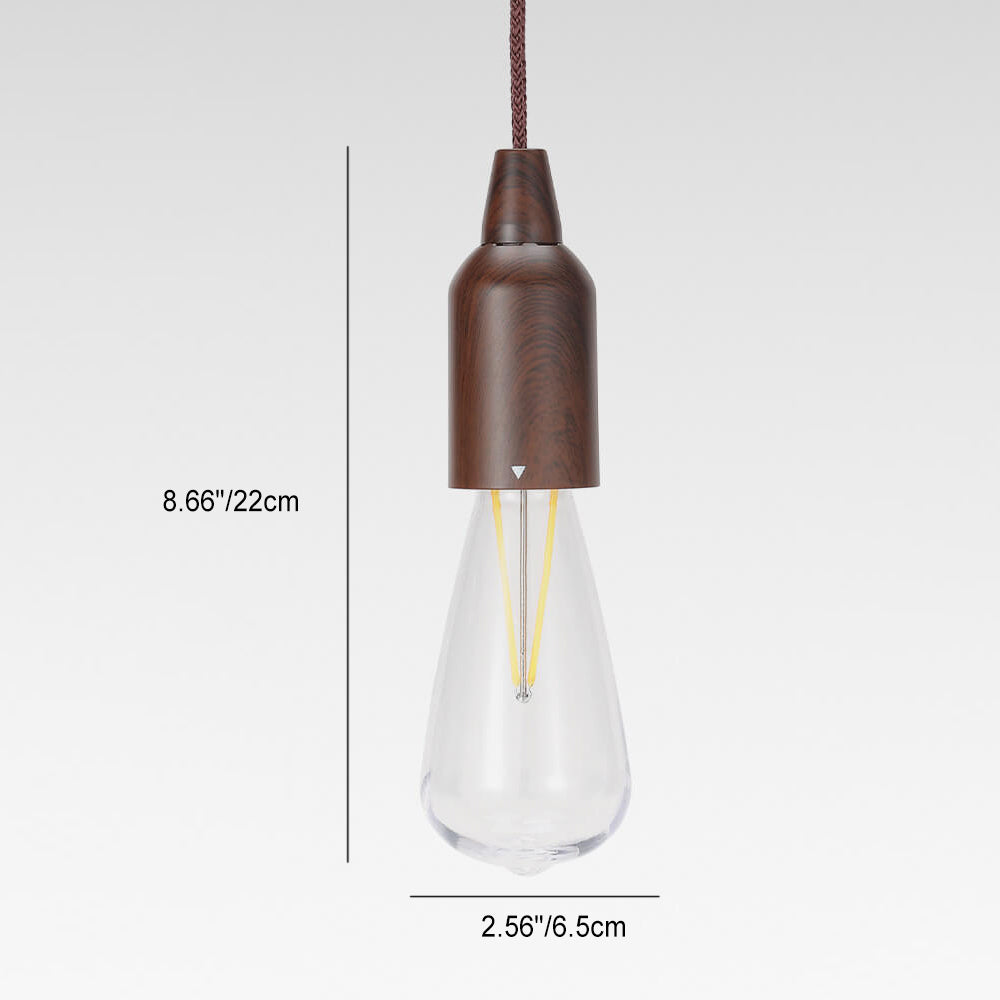 Retro-tragbare, wasserdichte, runde Kegellampe aus Holz mit Batterie-USB-Anschluss, 1-flammig, ideal für Camping und Outdoor-Aktivitäten
