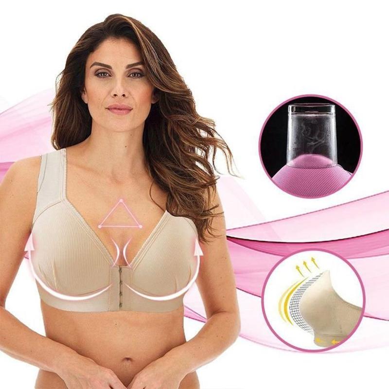 Plus-Size-BH mit Vorderverschluss, elastischem Bund und Push-up-Komfortfunktion