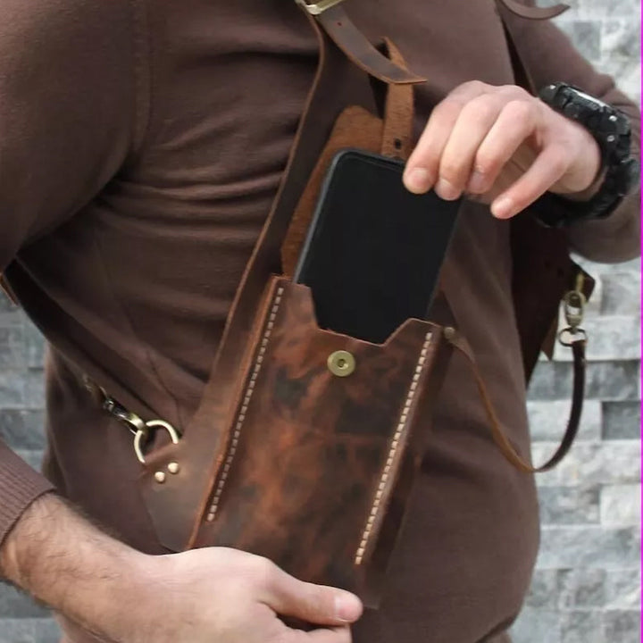Mittelalterliche Steampunk-Umhängetasche mit Retro-Riemen | Karnz