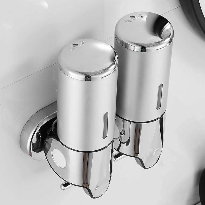 Wandseifenspender | SudsStation Badezimmer-Organizer | Edelstahl & ABS | 500 ml | Set mit 1–3 Stück