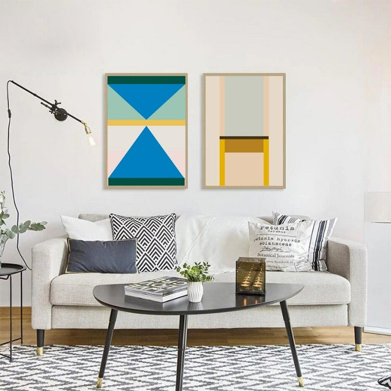 Bunte Dreiecke - Leinwand Wandkunst Gemälde