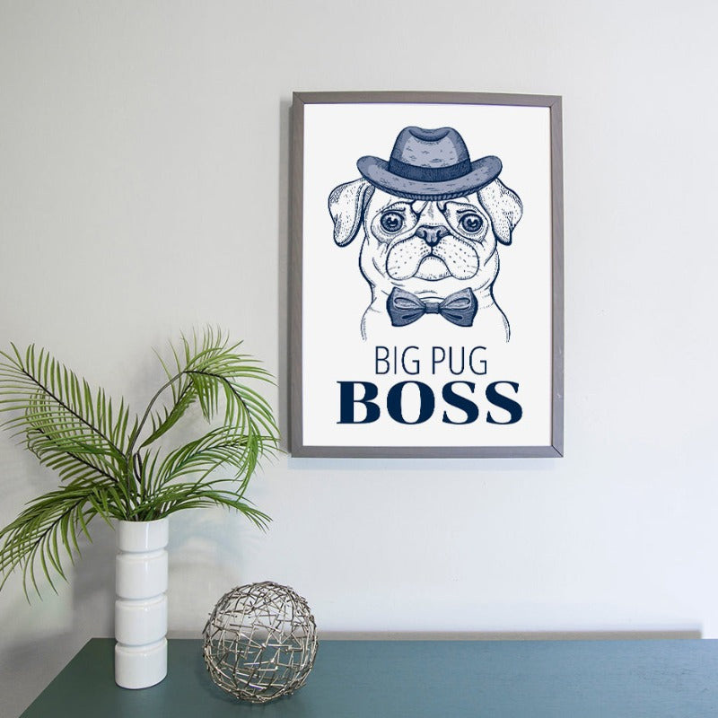 Mops mit Hut und Fliege - Leinwandbild