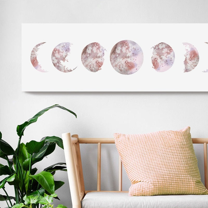 Moderne Verschiedene Mondphasen Isolierte Drucke - Leinwand Wandkunst Malerei