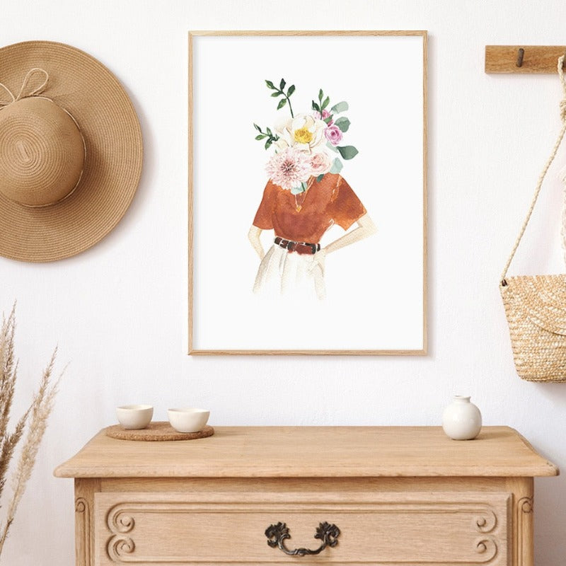 Pink Trendy Frau Druck Weibliche Mode - Leinwand Wandkunst Gemälde