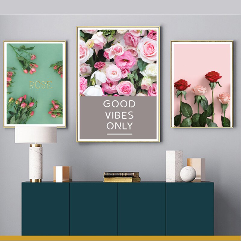 Modernes Rosenblumen-Wandbild – Nur gute Vibes!