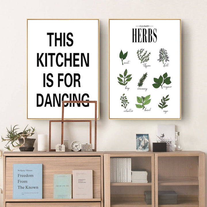 Kräuterposter Botanische Küche - Leinwand Wandkunst Gemälde
