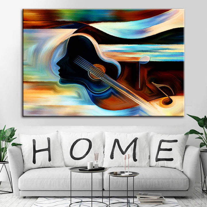 Guitar Lady - Leinwand Wandkunst Malerei