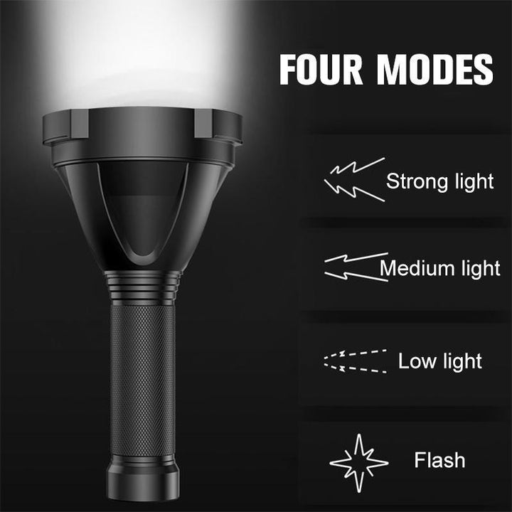 Karnz | MS18 Hochleistungs-LED-Taschenlampe | 100.000 Lumen | 18x Cree XHP70 2.0 LEDs | 2,3 km Reichweite | IP56 Wasserdicht | OLED-Statusdisplay | Inkl. Akku-Pack