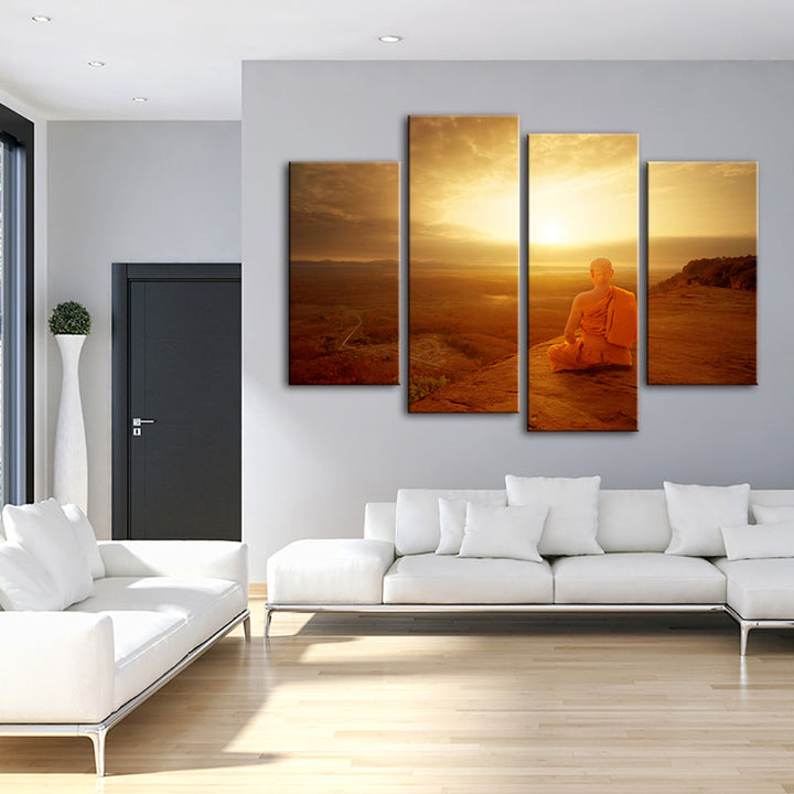 Warmer Morgen, 4-teiliges Leinwandbild